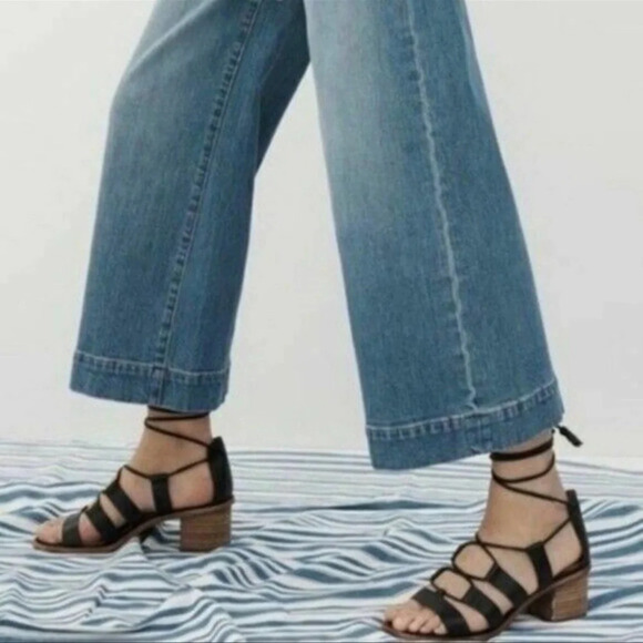 Madewell Daniela Black Leather Lace Up Gladiator Sandals Strappy Block Heel 10 - Picture 2 of 10